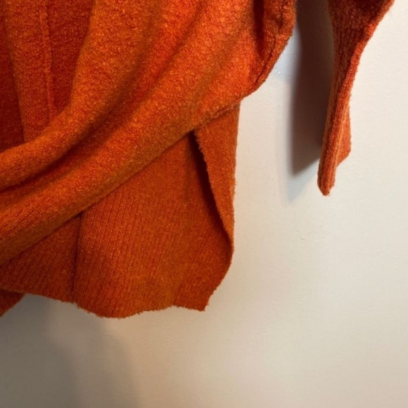 Lou & Gray for Loft Orange Oversized Seamed Poncho Dolman Sleeve Sweater M/L - Picture 14 of 16